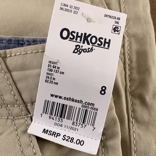 OshKosh Boy Size 8 Khaki Stretch Flat Front Casual Chino Shorts 2 Pack NWT *Flaw - Picture 2 of 9