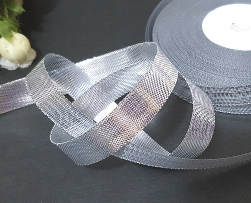 1/2 inch / 13mm wide - 33 yds /30 mt Silver Metallic Ribbon Trim MR21 - Picture 8 of 10