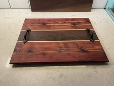 wooden serving board, handmade - walnut, maple, & red cedar