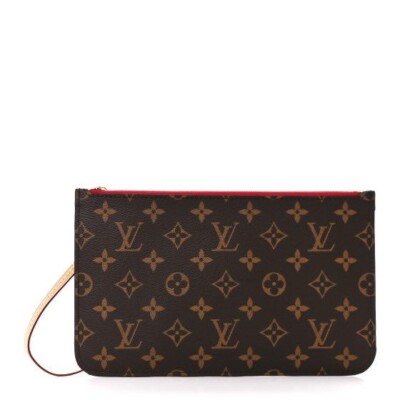 Authentic Louis Vuitton Monogram Neverfull GM Pouch NEW with Red Interior