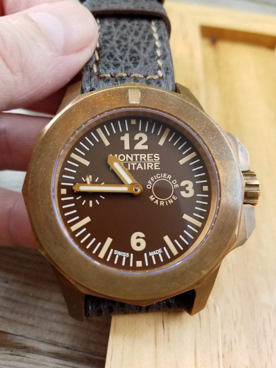 Montres Militaire Bronze Officer de Marine,brown dial, EXTREMELY