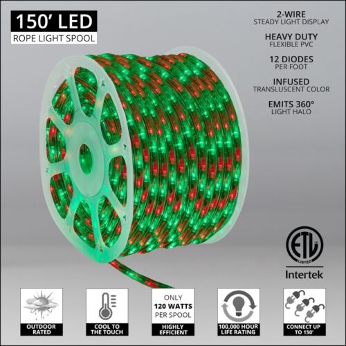 150ft Heavy Duty LED Rope Light Kits Cuttable Indoor Outdoor 120V w/Accessories - Picture 43 of 47