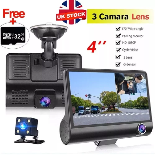 4" In  HD 1080P Car Camera Recorder Dual Front and Rear Dash Cam Night Vision UK
