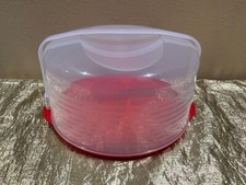 New Tupperware UNIQUE and HUGE Round Cake Taker in Bright Red/Clear Color 10L