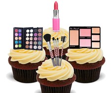 Make-Up Cosmetics Edible Cup Cake Toppers, Standup Bun Fairy Decorations Female