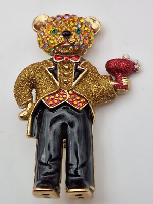 Vintage BUTLER WILSON topaz Ab crystal/enamel butler/waiter