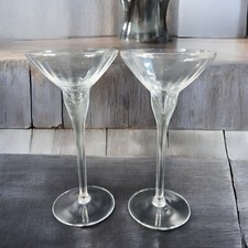 Vintage Lenox Clear Tall Crystal Candle Stick Holder Set 2 Made In USA Votive