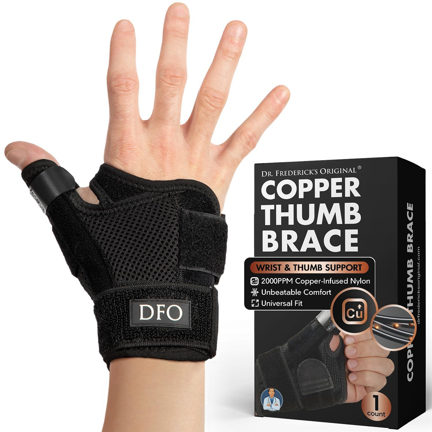 Dr. Frederick'S Original Reversible Copper Infused Wrist Thumb Brace - 1 Brace -