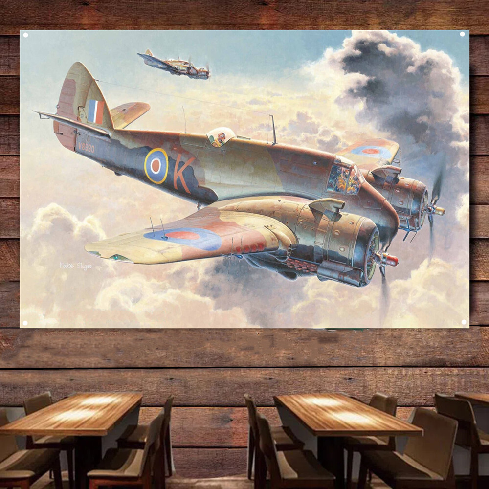 British Beaufighter Mk VI Attack Fighter Military Art Wall Banner
