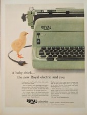 1955 vintage Royal typewriter Print Ad. portable electric, Baby Chick Green  thumbnail