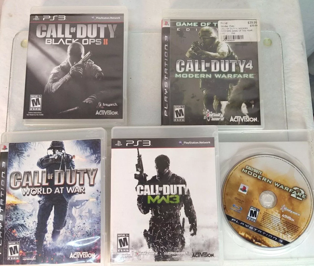 Lot of 5 CALL OF DUTY PS3 Games Sony PlayStation 3 MW4 MW3 World War Black  Ops2