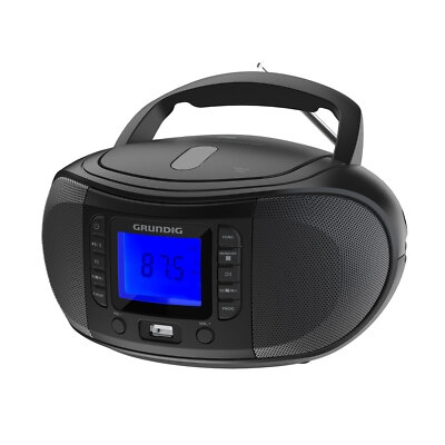 Grundig GRB 3500 Boombox Radio Schwarz Beleuchtetes Display Bluetooth USB