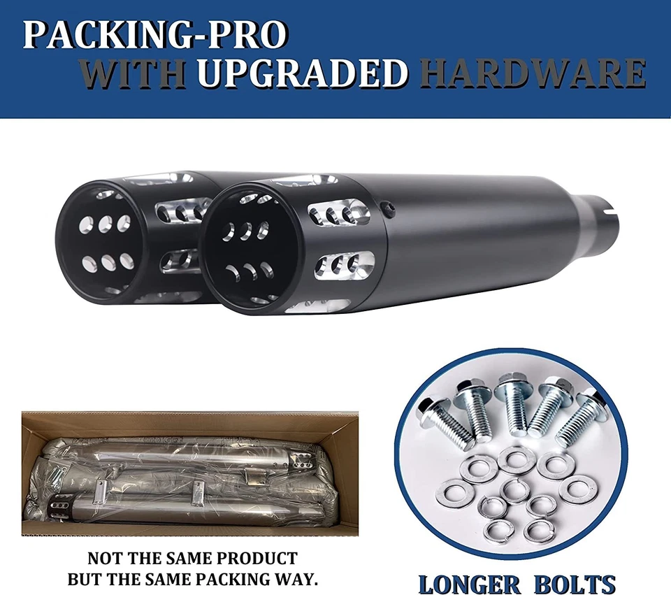 Black 3" Slip on Mufflers Exhaust for Harley 2014-2022 Sportster XL 883/1200 - Image 3 of 4