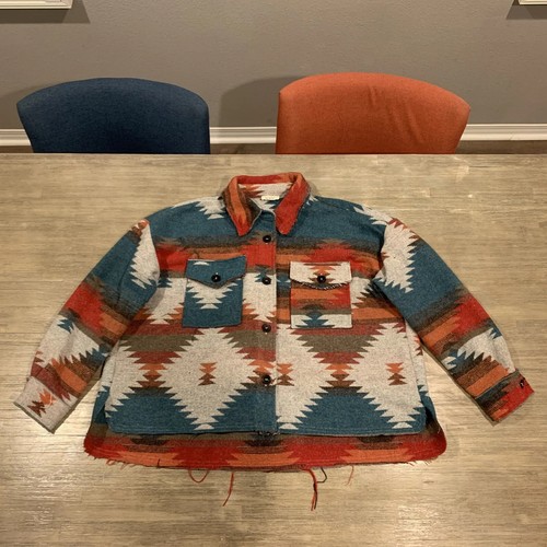 Lovely Rare La Miel Eldora Aztec Shacket for Women in Rust Sz M Sweater Jacket