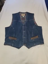 VTG Wrangler Outerwear Western Wear Denim Vest Plaid Flannel Lined Mens XXL