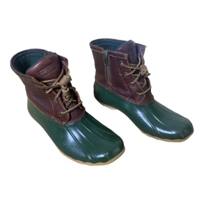 Sperry Topsiders Saltwater Core boots in brown/green size snow