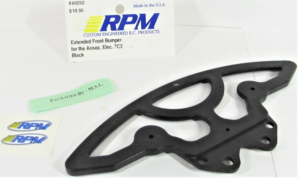 Vintage Team Associated Electric TC3 Extended Front Bumper NEW Color Black NIP - Image 2 of 4