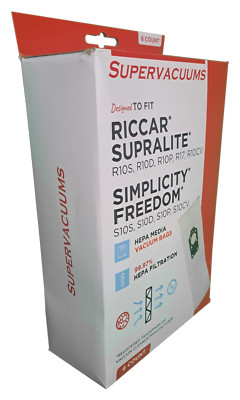 Supervacuums Deluxe Hepa Vacuum Bags for Riccar Supralite R10S, R10D, R10P, & R1
