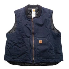 Carhartt Men's 2XL Duck Vest Arctic Navy Blue V02-MDT Canvas Quilt Lined Work