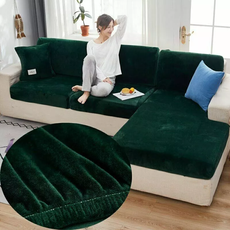 Velvet couch cheap cover green