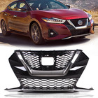 Glossy Black Front Bumper Honeycomb Grille W/Chrome For Nissan Maxima 2019-2023