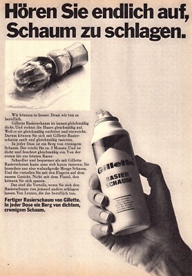 3w21328/ Alte Reklame aus 1970   Gillette Rasierschaum