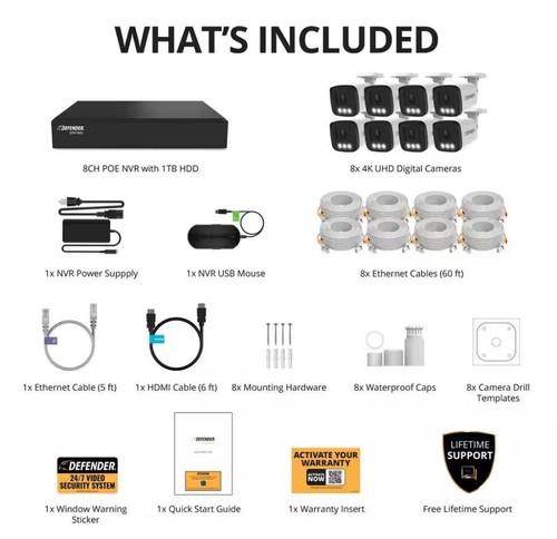 AI Powered Sentinel 4k PoE NVR 8-Camera Security System w/ 1TB HDD By Defender - Picture 7 of 7
