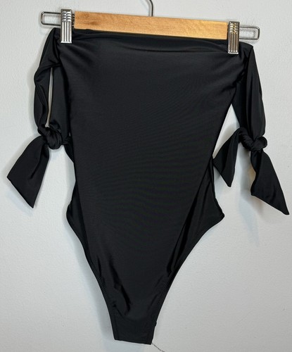 Aerie One Piece Swimsuit XS Black Tie Off Shoulder Beach Pool Bathing Suit Swim
