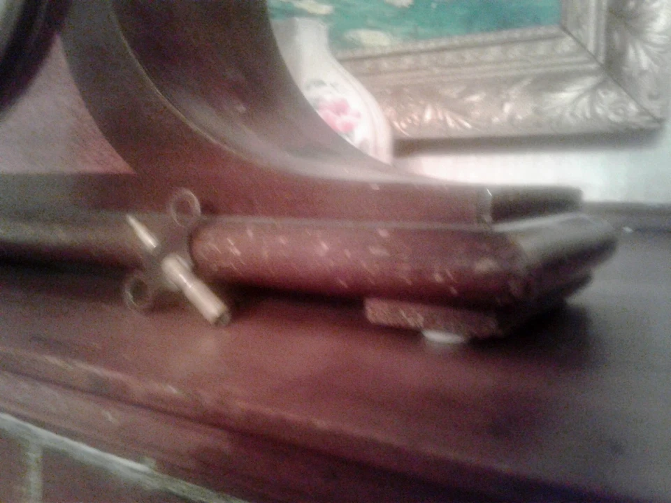 Antiguo Reloj de Madera SESSIONS Modelo DULCIANA INCRUSTACIONES Caoba Vintage 8 Días Foto 3 de 4