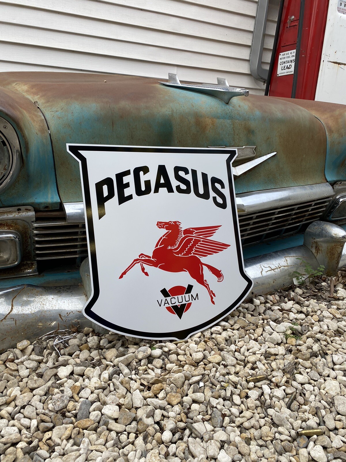 Antique Vintage Old Style Mobil Pegasus Vacuum Garage Sign | eBay