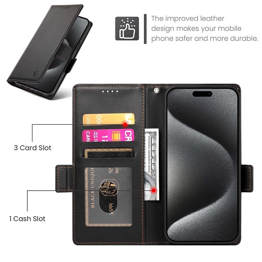 Luxury Magnetic Leather Flip Wallet Case for iPhone 11 12 13 14 15 Pro