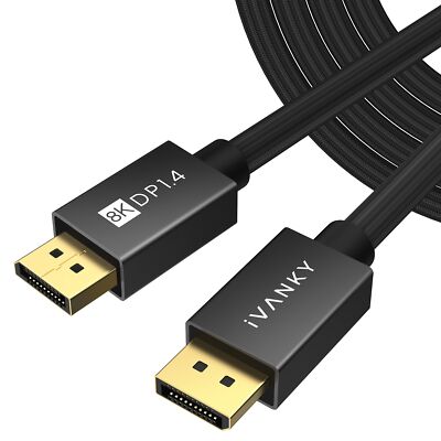 20ft 8K DisplayPort Cable DP 1.4 for Gaming Monitor 4K@144Hz Black