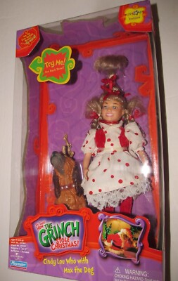 Playmates How Grinch Stole Christmas 10'' CINDY LOU WHO Doll & MAX Dog Figure NEW