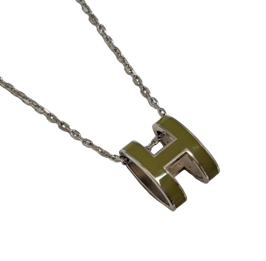 HERMÈS Collana con ciondolo Hermes autentica Pop H colore verde argento superiore 1 2x1 6x0 8 cm