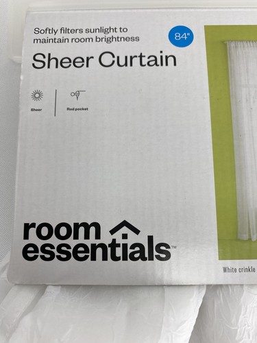 Room Essentials Sheer Curtain White Crinkle One Panel 40" X 84" New In Open Box - Picture 4 of 11