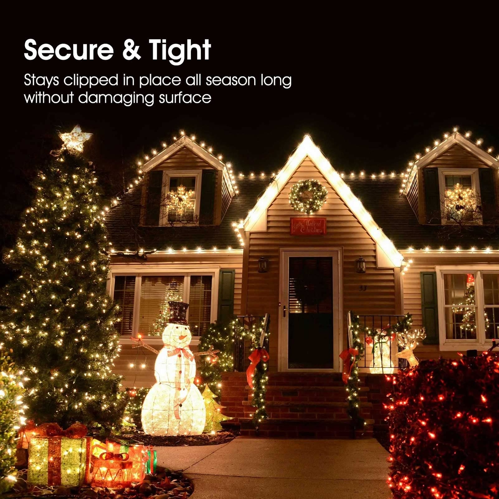 C9 LED Christmas String Lights 68FT Warm White with Clips Waterproof 100 Bulbs