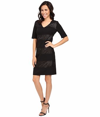 London Times Black/Nude Window Box V-Neck Stretch Knit Sheath Dress - $109  | eBay