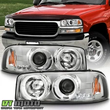 1999-2006 GMC Sierra 1500 Yukon Denali LED Halo Projector Headlights Headlamps