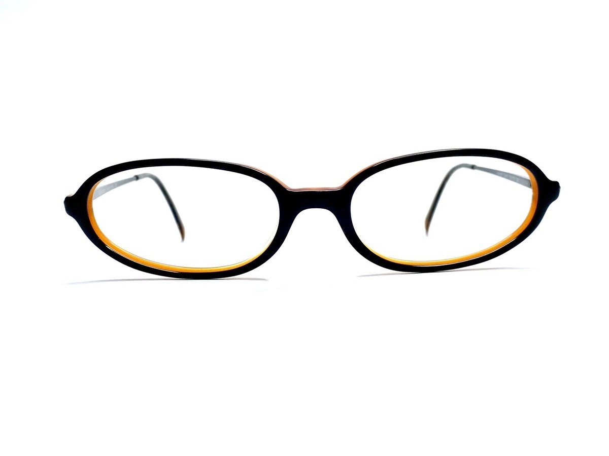 Prada Black Oval Glasses Orange Interior Italy VPR03F 1AX-1O1 52