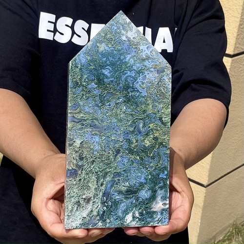 3.47LB Natural water grass agate wide column Obelisk quartz crystal sample colum - 第 10/12 張圖片