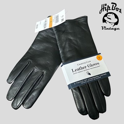 Charter Club Damen Lederhandschuhe Tech Gloves Touch kompatibel schwarz Größe...
