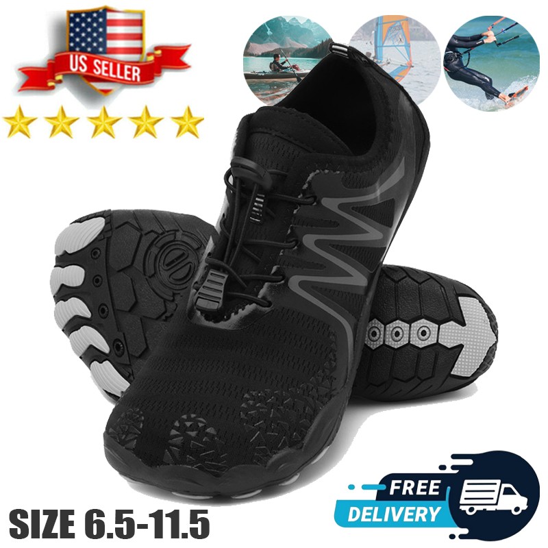 Men's Quick Dry Beach Barefoot Water Shoes Aqua Sports Rubber Sock Slip on Shoes