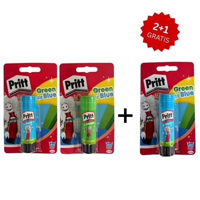 Pritt Original Klebestifte Blau/Grün 3x 20g - 3 für 2 Vorteilspack