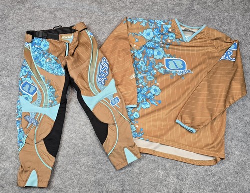 MSR Starlet Jersey Pants Set Womens YXL 22 Brown Blue Floral Motocross MX Gear