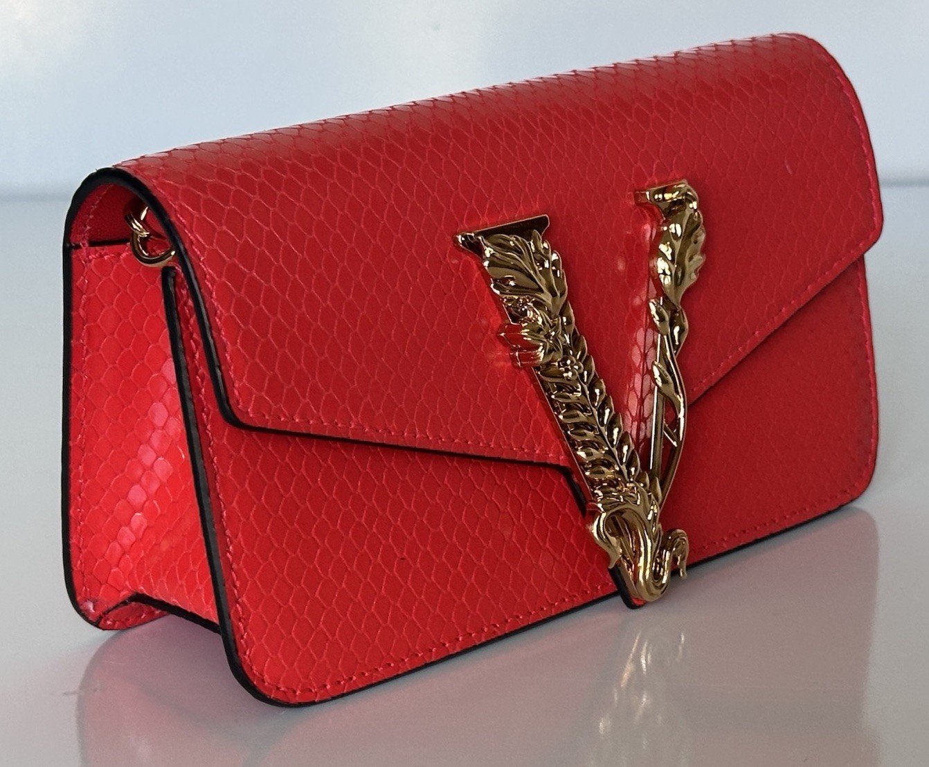 Versace Virtus Calf Leather Red Mini Shoulder Bag 1013356 IT NWT $1350