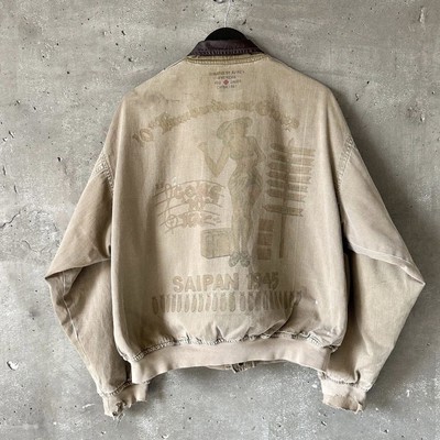 AVIREX THRASHED 80s TYPE A-2 Saipan 1945 Pinup Girl Flight Jacket
