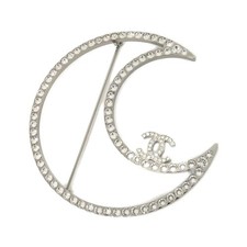 Chanel Crystal Brooch Women Silver One Size