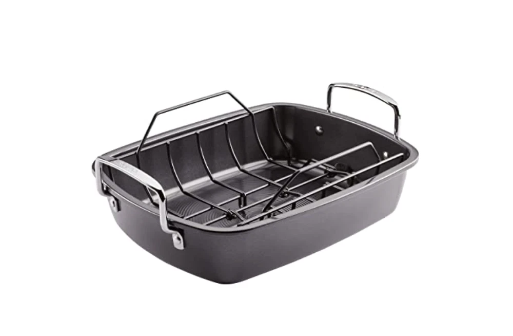 Circulon 17 X 13 Nonstick Roasting Pan with Easy Serve Rack Black NEW OPEN BOX