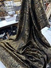 Damask Jacquard Brocade Fabric 110 Inch Wide Sold By The Yard - Black / Gold