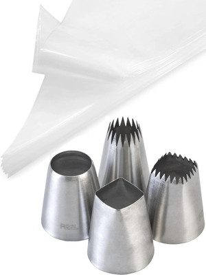 Big Piping Tips and Bags,Eclair Macaron Icing Tips with 18-Inch Pastry Bags F...